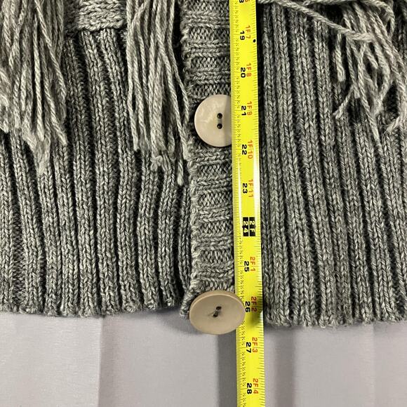 Peppe Peluso Sweater Womens Medium Knit Fringe Cardigan Chunky Boho Wool Blend - Picture 12 of 16